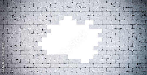 Fototapeta Naklejka Na Ścianę i Meble -  Broken Brick Wall. 3d illustration