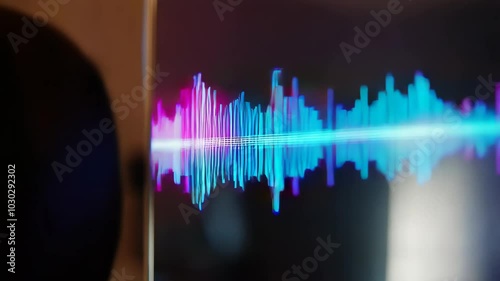 Vibrant Audio Waveform on Digital Display