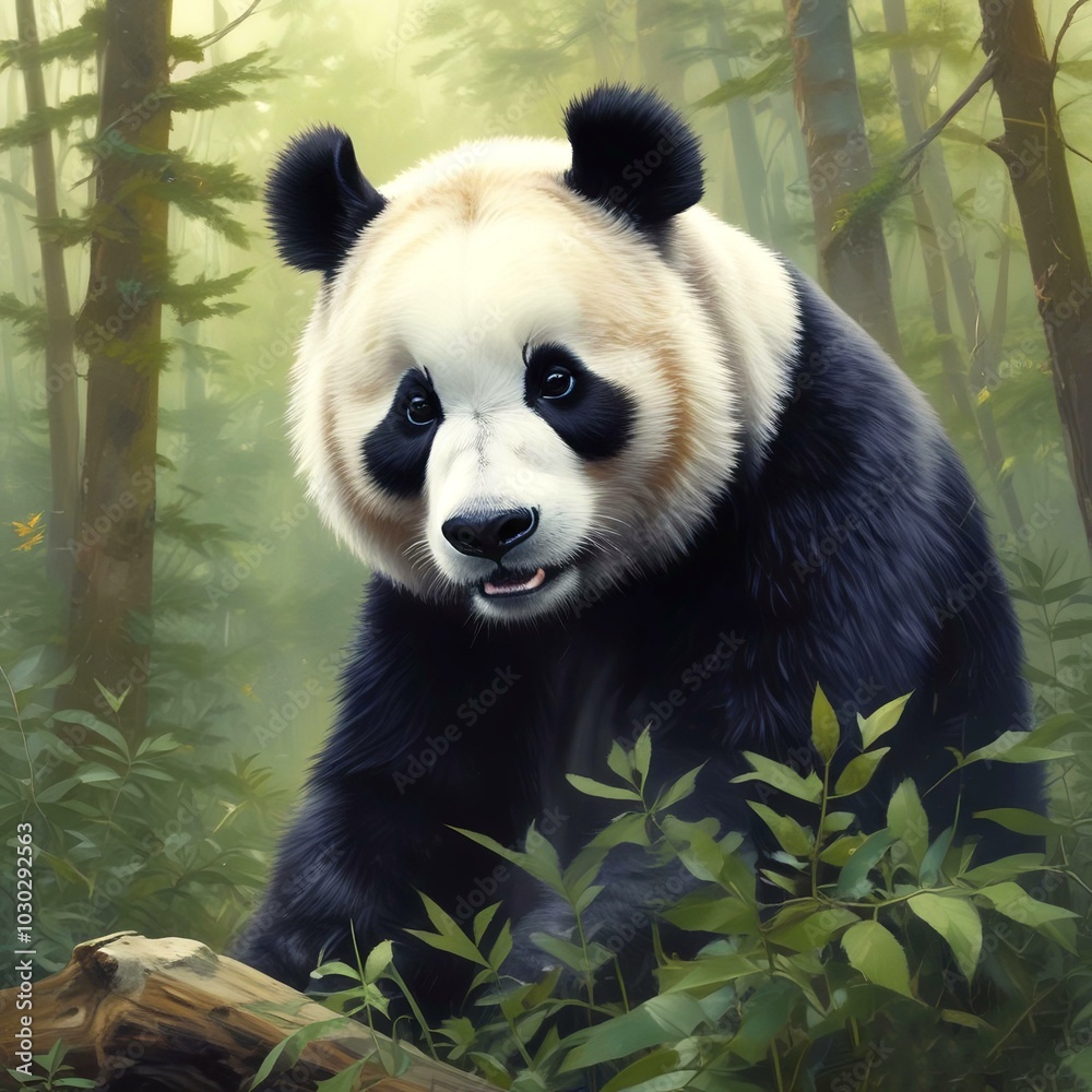 Fototapeta premium Adorable wild animal panda.