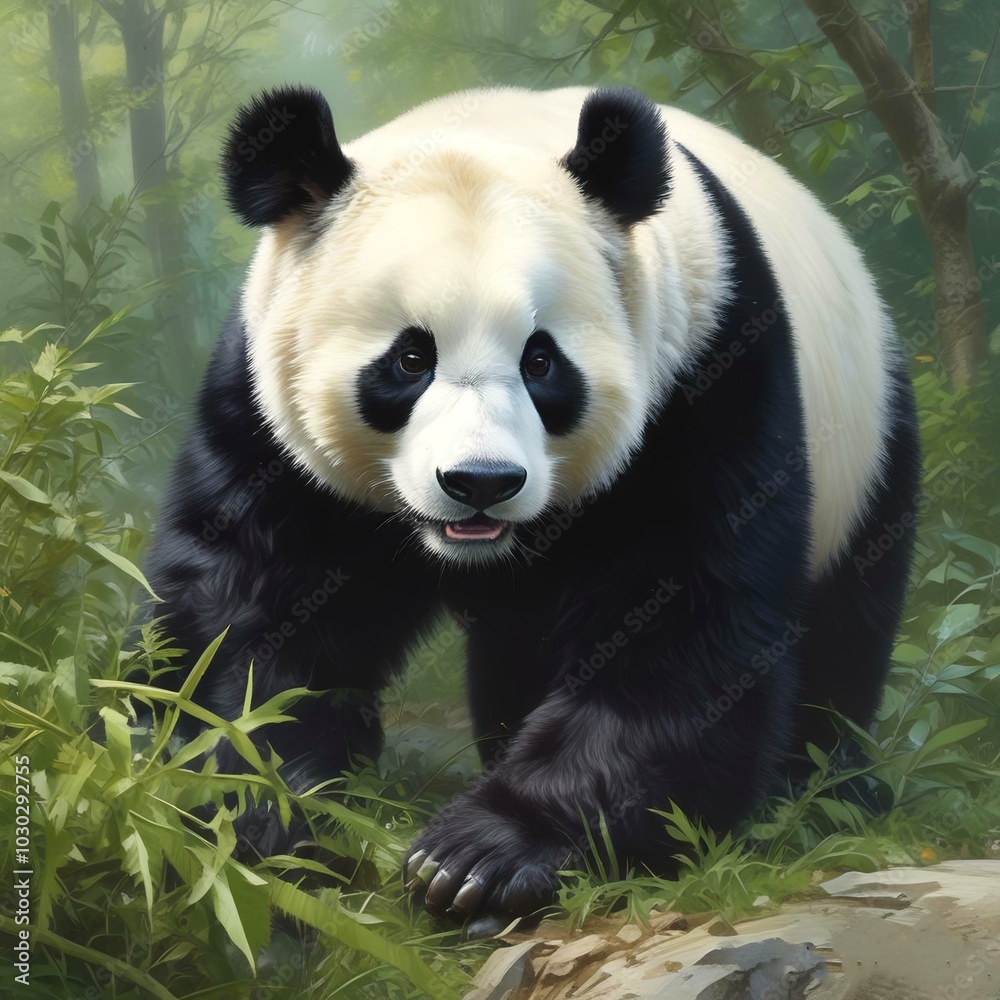 Fototapeta premium Adorable wild animal panda.