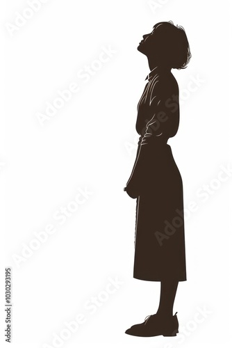 Silhouette woman clothing overcoat.