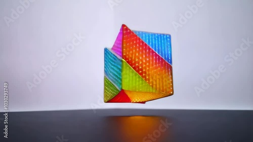 Vibrant Rainbow Geometric Shape on White Background