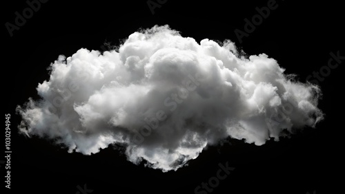 White cloud isolated on black background creating atmosphere with tilted angle