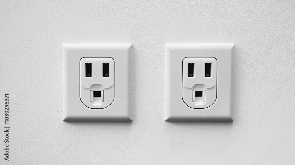A clean and simple image of two white electrical outlets set against a pristine white background, perfect for discussions on electrical safety and home installations. A clean and simple image of two white electrical outlets set against a pristine white background, perfect for discussions on electrical safety and home installations.