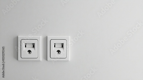 A clean composition featuring two white electrical outlets on a white wall, illustrating their role in home environments, suitable for product displays or home guides.