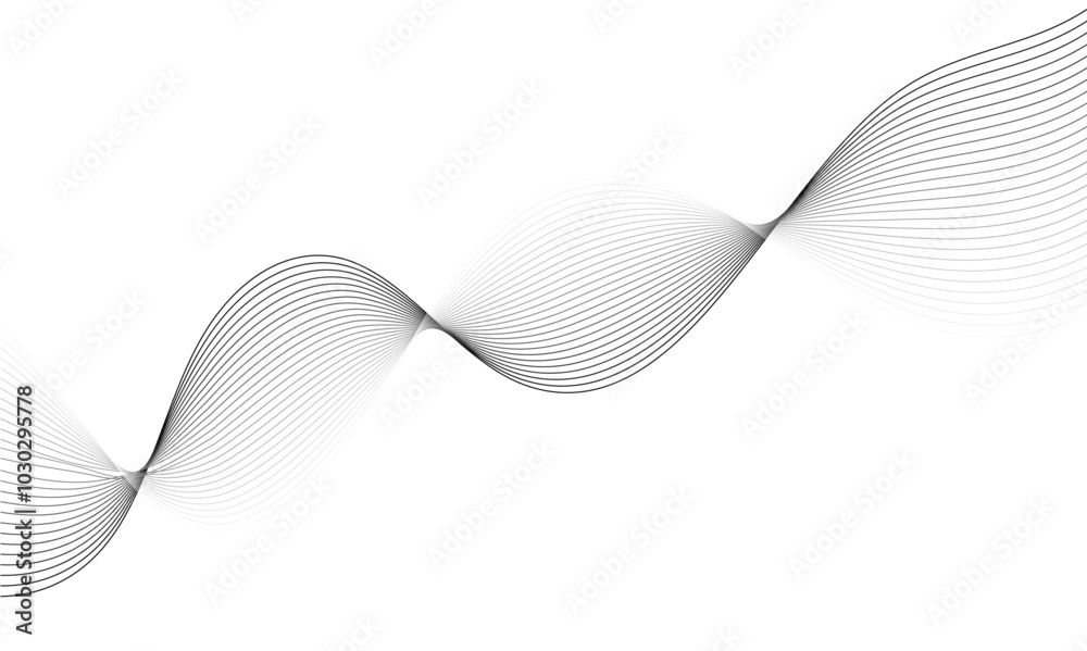Vector wavy grey lines flowing smooth digital futuristic technology curve ocean black gradient color on transparent background. Design for technology, science, music, sound, banner, poster, modern. Vector wavy grey lines flowing smooth digital futuristic technology curve ocean black gradient color on transparent background. Design for technology, science, music, sound, banner, poster, modern.