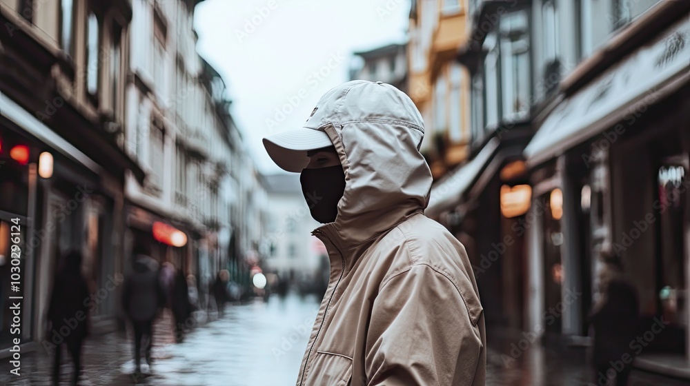 Naklejka premium Urban Exploration in Rainy Weather