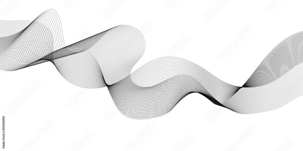 Abstract wavy grey stream element for design on transparent background isolated. Wavy white and grey lines background. Abstract business wave curve lines background. Vector illustration. Abstract wavy grey stream element for design on transparent background isolated. Wavy white and grey lines background. Abstract business wave curve lines background. Vector illustration.