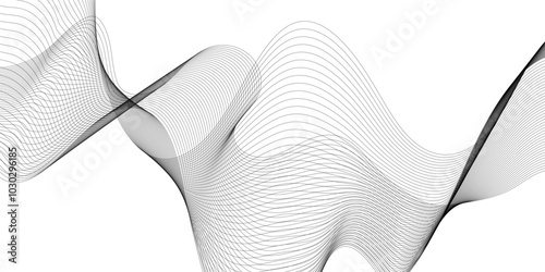 Abstract wavy grey stream element for design on transparent background isolated. Wavy white and grey lines background. Abstract business wave curve lines background. Vector illustration.