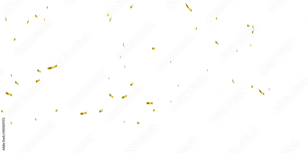 Luxury golden confetti glitter and zigzag ribbon falling down on transparent background. Holyday, festive and celebration background. Vector illustration. Luxury golden confetti glitter and zigzag ribbon falling down on transparent background. Holyday, festive and celebration background. Vector illustration.