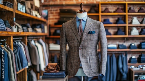 Stylish Tailored Suit Display in Boutique Store