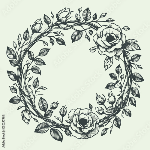 Wallpaper Mural Adobe Illustrator Artwork
wreath of flowers, leaves
black and white vector frame illustration
set of decorative elements of plants background  Torontodigital.ca