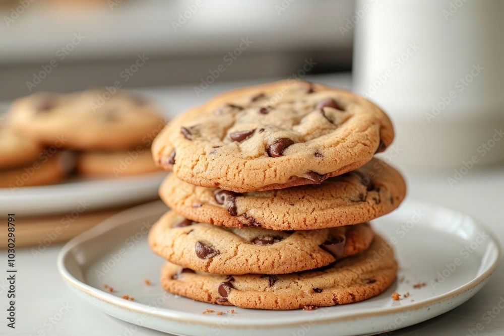 Chocolate chip cookies plate biscuit food.