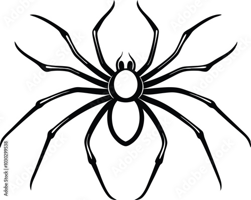 Continuous Line Art Spider, Minimalist Black Linear isolated on white background.