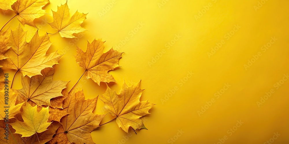 Fototapeta premium Yellow autumn leaves on background