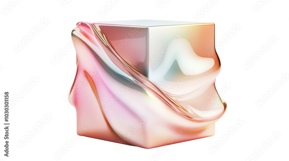 Iridescent 3d cube abstract art for modern digital design and creative media projects - transparent background png Iridescent 3d cube abstract art for modern digital design and creative media projects - transparent background png