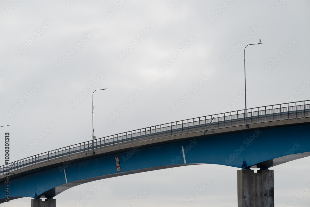 Roadway of a bridge between islands. Roadway of a bridge between islands.