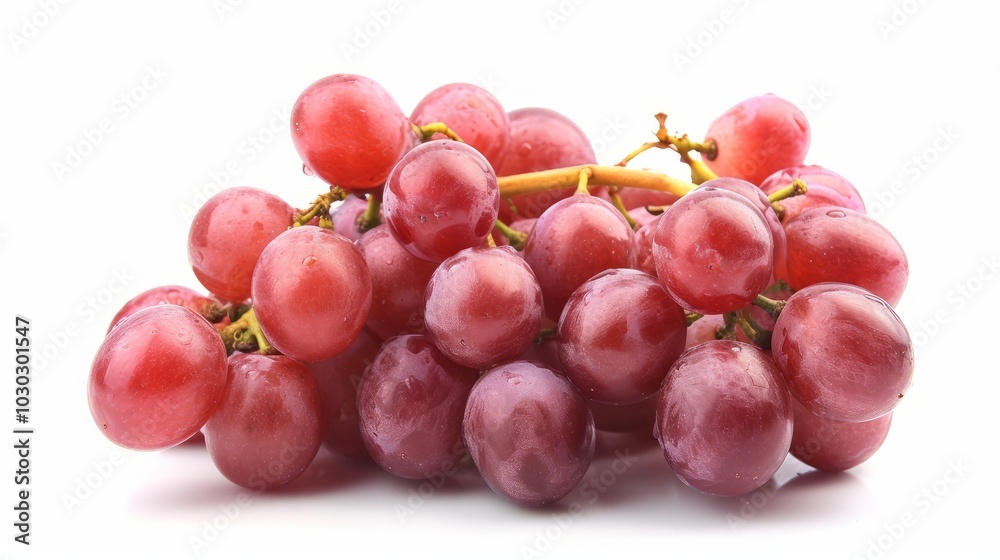 Crimson Clusters: A Captivating Display of Red Grapes on a White Background () Crimson Clusters: A Captivating Display of Red Grapes on a White Background ()