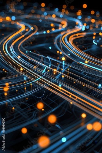 Intersecting paths of light symbolizing the impact of technological advancement on markets