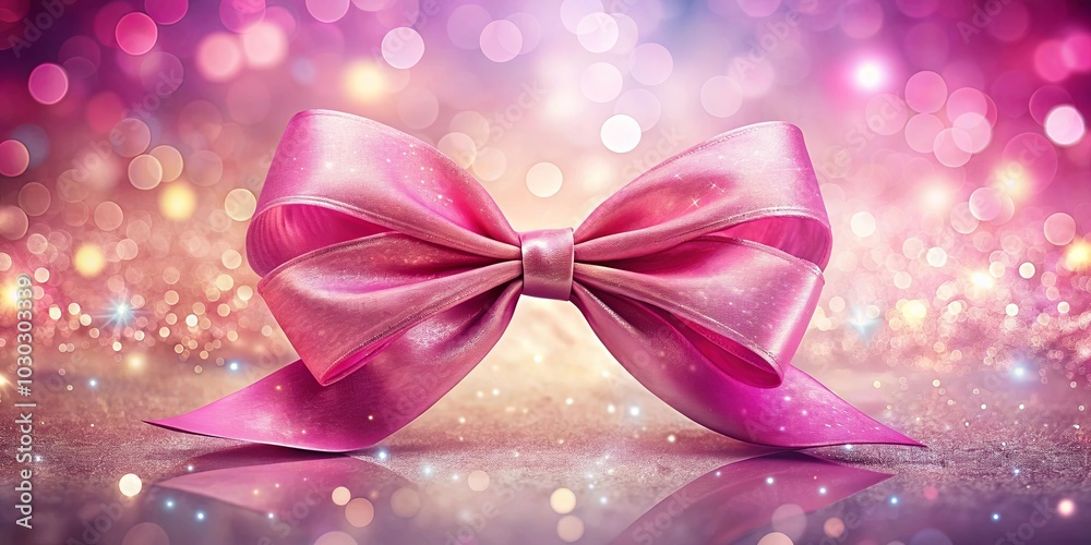 A Delicate Pink Bow Adorned with Shimmering Lights A Delicate Pink Bow Adorned with Shimmering Lights
