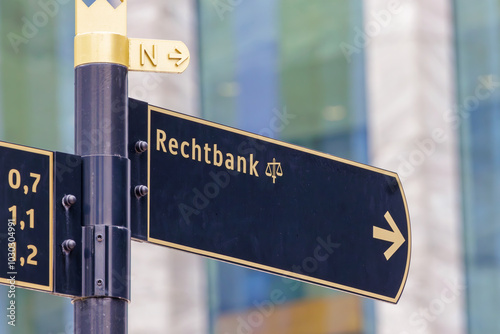 Photography Direction sign with the Dutch text for Court House in Amsterdam, The Netherlan
