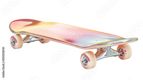 Iridescent skateboard design for digital media and sports enthusiasts - transparent background png photo