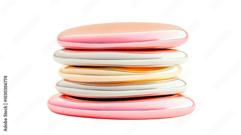 Iridescent stack of floating pancakes for contemporary design and spring themes - transparent background png Iridescent stack of floating pancakes for contemporary design and spring themes - transparent background png