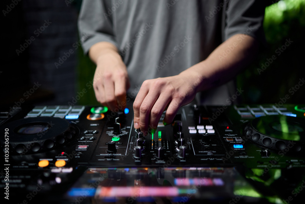 Audio Mixing Console in a Recording Studio with advanced sound production capabilities Audio Mixing Console in a Recording Studio with advanced sound production capabilities