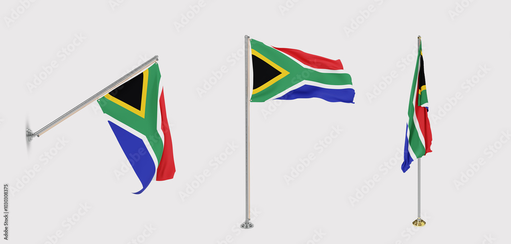 The flag of South Africa has a transparent background and three flags of different styles. The flag of South Africa has a transparent background and three flags of different styles.