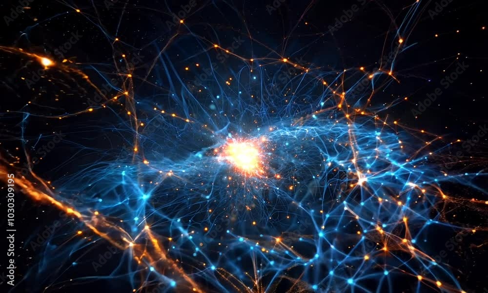 blue particle on black background