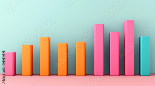 Report overview, polished bar charts, concise statistical data, 3D illustration photo