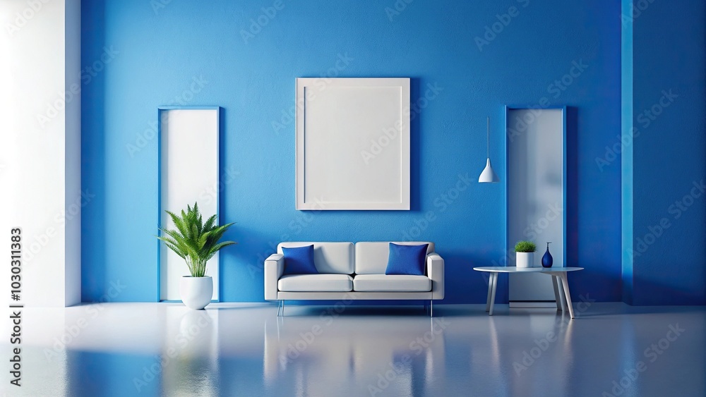 Minimalist flat art in blue and white palette symmetrical Minimalist flat art in blue and white palette symmetrical