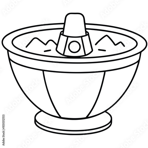 Salad Spinner Line Art Design silhouette color element.