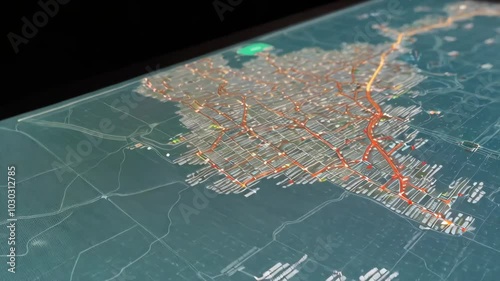 Digital City Map Displaying Traffic Flow