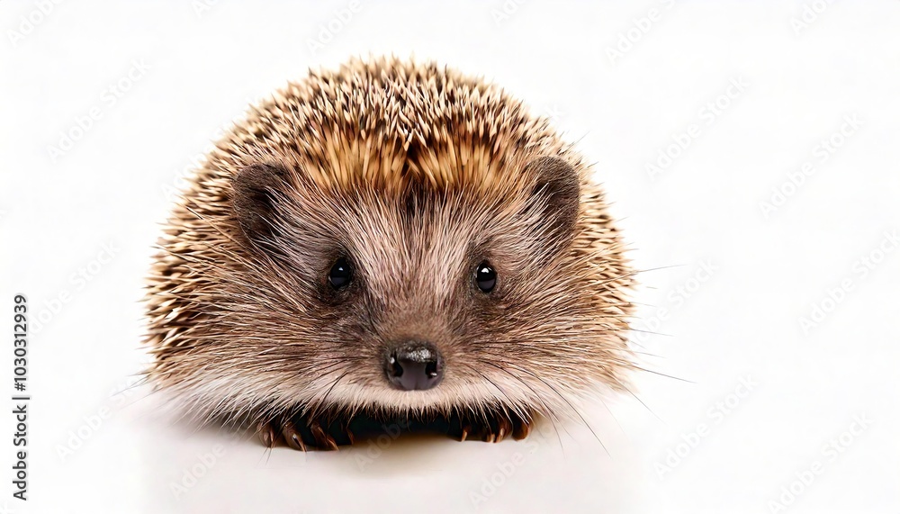 Obraz premium hedgehog is a brown spiny mammal of the subfamily Erinaceinae the spines which are hollow hairs made stiff with keratin and are not poisonous or barbed. Isolated on white background with copy space