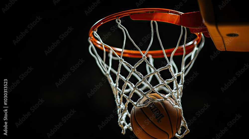 A close-up of a basketball net against a black backdrop, with the ball poised to drop through the hoop, capturing the tension of a game-winning shot. A close-up of a basketball net against a black backdrop, with the ball poised to drop through the hoop, capturing the tension of a game-winning shot.