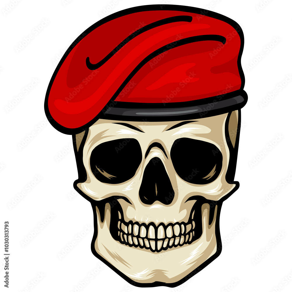 Military Skull Red Beret Army Logo Design Illustration Military Skull Red Beret Army Logo Design Illustration