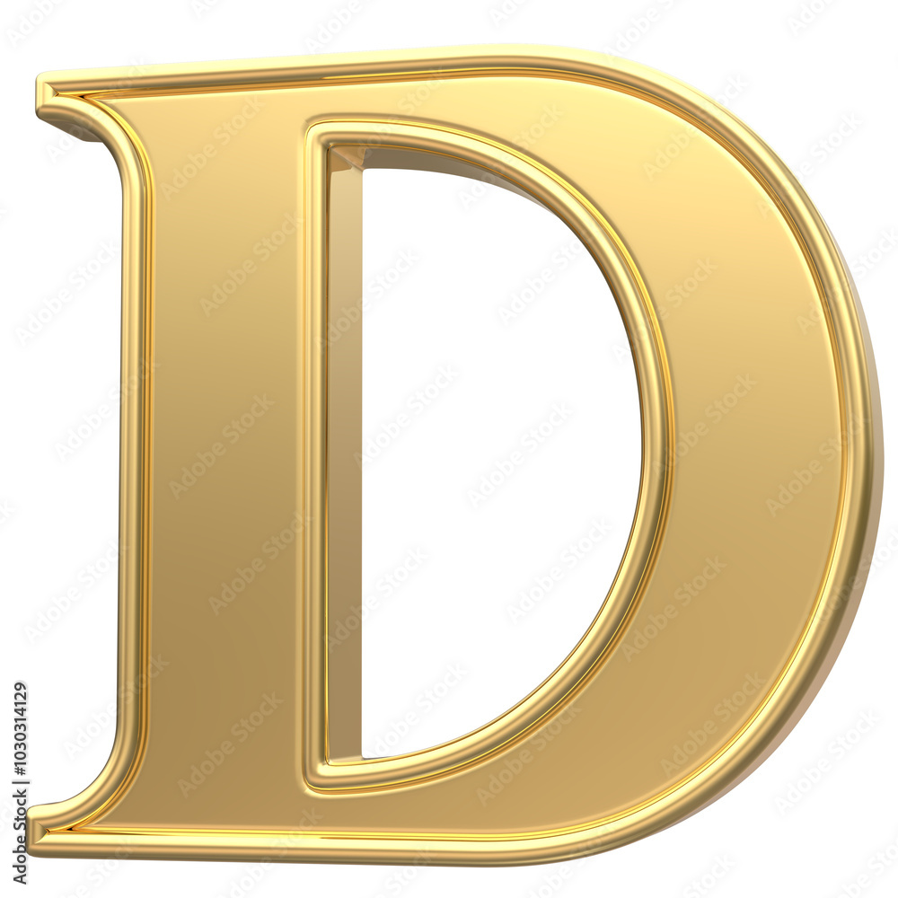 Gold D Font 3D Render Gold D Font 3D Render