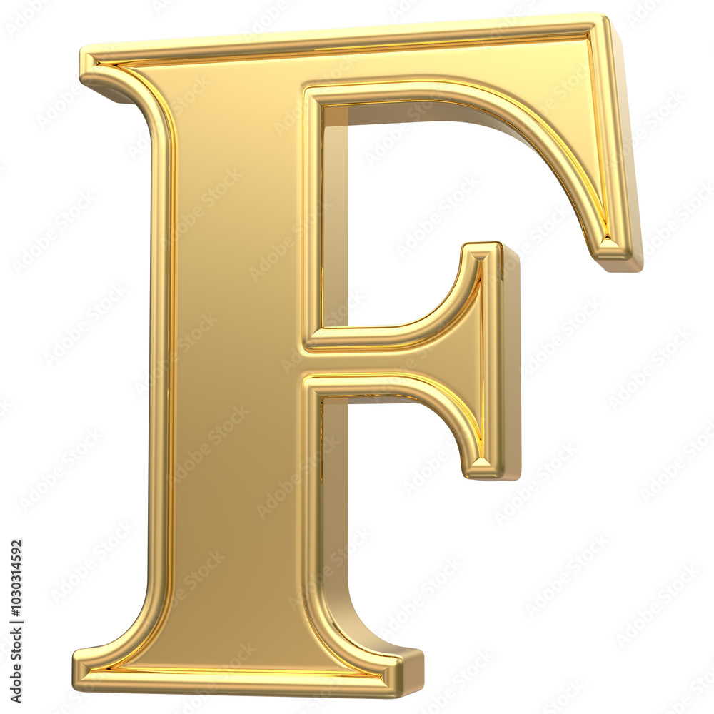 Gold F Font 3D Render Gold F Font 3D Render
