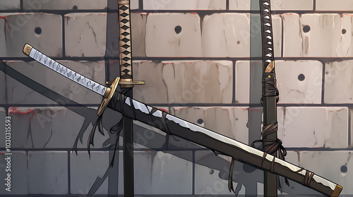 traditional japanese samurai sword anime style photo