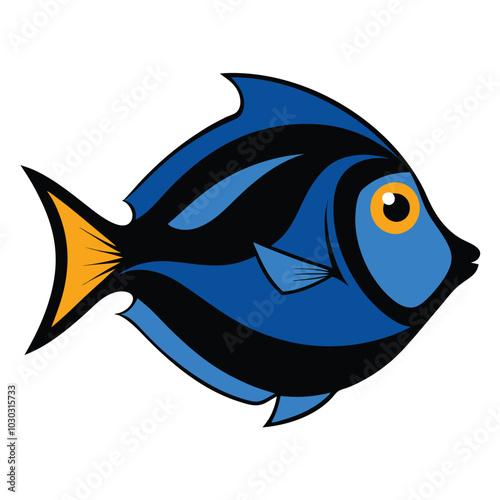 Solid color Surgeonfish animal vector design