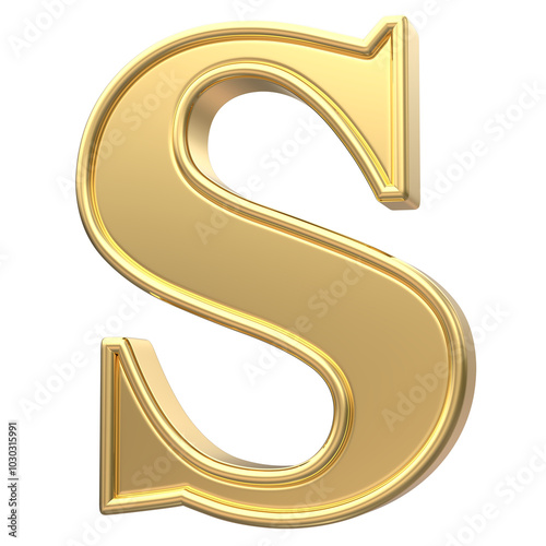 Gold S Font 3D Render