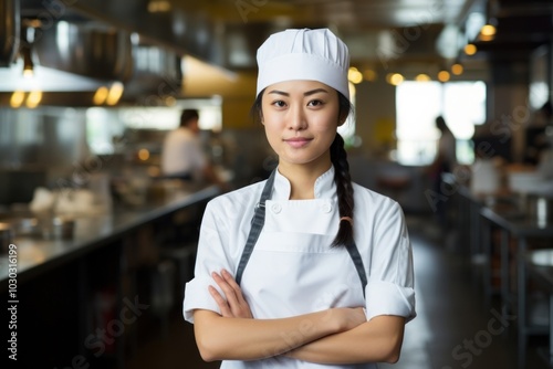 Female asian chef restaurant portrait adult.