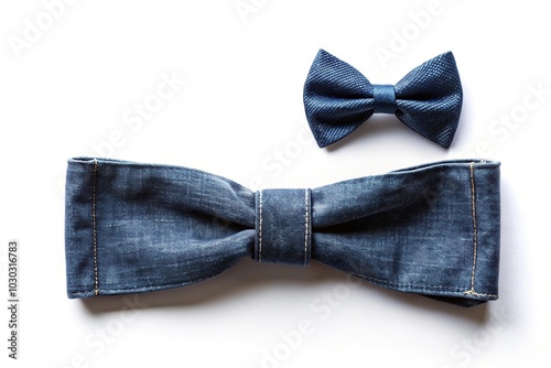 Minimalist jeans bow tie isolated on white background