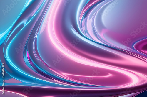 Vibrant Abstract Liquid Swirls in Pink and Blue Gradient. 3D Flow Art