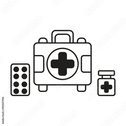 First aid kit icon vector on white background