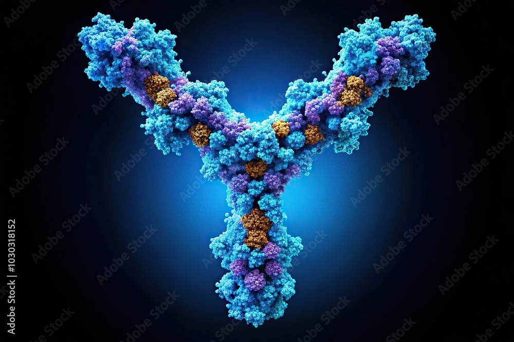 Immunoglobulin Y shaped protein silhouette produced by plasma cells