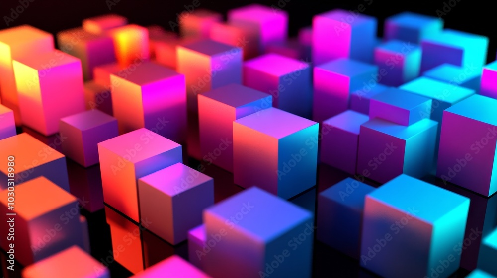 Abstract 3d render of geometric blocks set against a black background for modern design aesthetics Abstract 3d render of geometric blocks set against a black background for modern design aesthetics