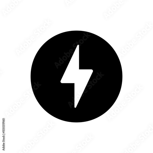 Energy Bolt Icon - Power Symbol in Circle 