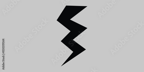 Thunder Crack vector icon symbol. Flat pictogram designed with black and isolated on a silver gray background.